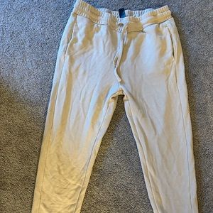 Cream joggers with drawstring
